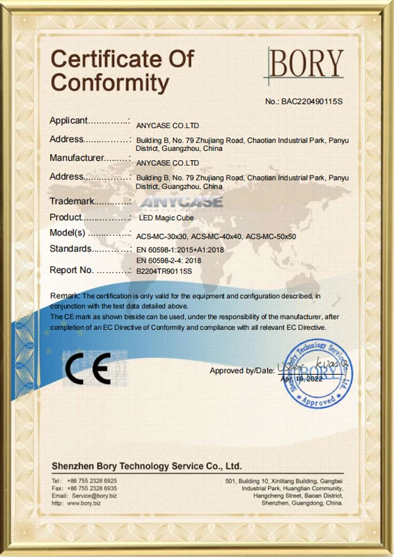 LED Cube - LVD Certificate